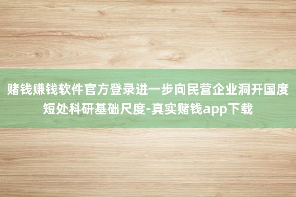 赌钱赚钱软件官方登录进一步向民营企业洞开国度短处科研基础尺度-真实赌钱app下载