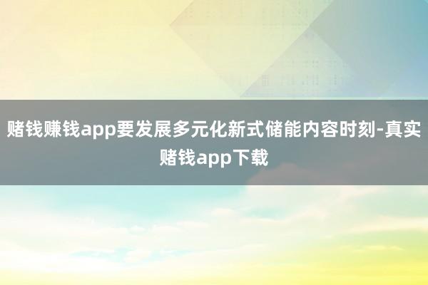 赌钱赚钱app要发展多元化新式储能内容时刻-真实赌钱app下载