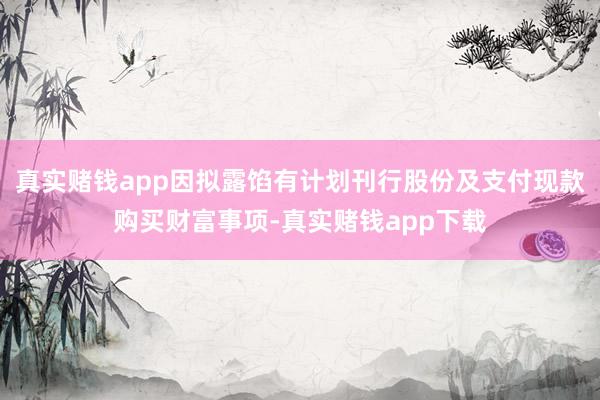 真实赌钱app因拟露馅有计划刊行股份及支付现款购买财富事项-真实赌钱app下载