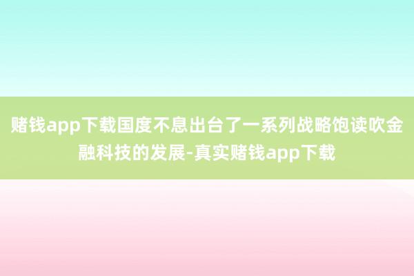 赌钱app下载国度不息出台了一系列战略饱读吹金融科技的发展-真实赌钱app下载