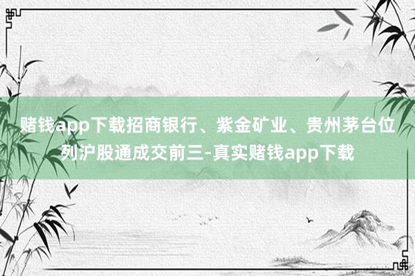 赌钱app下载　　招商银行、紫金矿业、贵州茅台位列沪股通成交前三-真实赌钱app下载