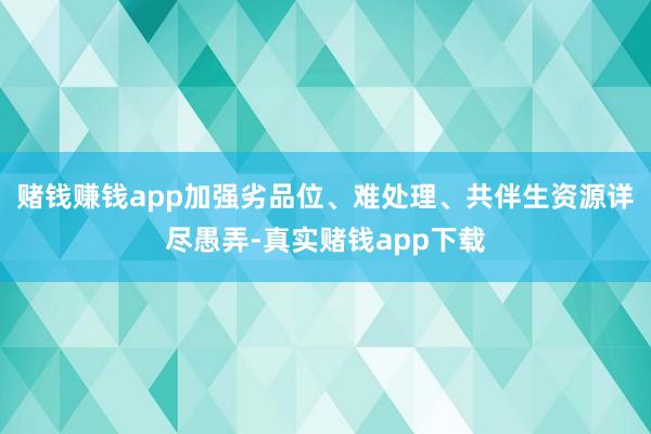 赌钱赚钱app加强劣品位、难处理、共伴生资源详尽愚弄-真实赌钱app下载
