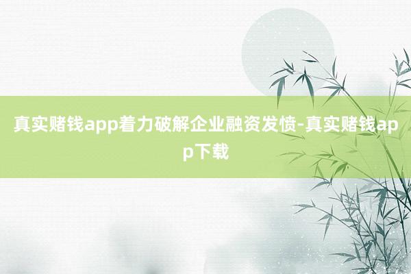 真实赌钱app着力破解企业融资发愤-真实赌钱app下载